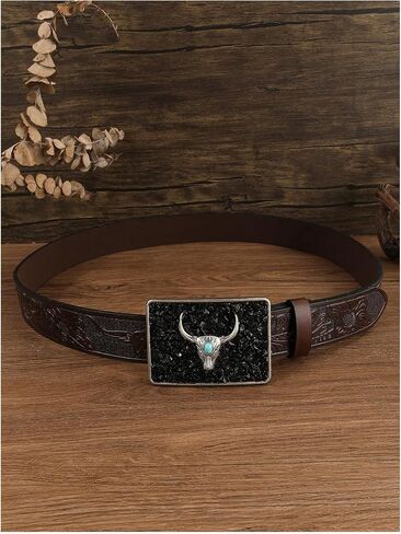 Verdusa Women's Western Belt Vintage PU Leather Square Buckle Waist Belt in Saudi Arabia
