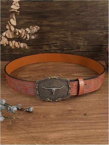 Verdusa Women's Western Belt Vintage PU Leather Square Buckle Waist Belt in Saudi Arabia