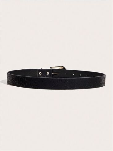 Women's Buckle Belt Cow Print Western Leather Belt Cowgirl Waist Belts in Kuwait