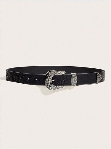 Women's Buckle Belt Cow Print Western Leather Belt Cowgirl Waist Belts in Kuwait