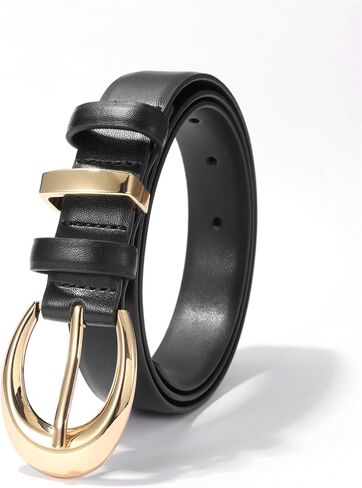 Women's Cow Leather Belt for Jeans Pants Fashion Ladies Skinny Dress Waist belt with Gold Buckle in Saudi Arabia