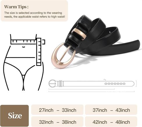 Women's Cow Leather Belt for Jeans Pants Fashion Ladies Skinny Dress Waist belt with Gold Buckle in Saudi Arabia