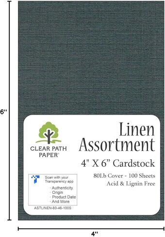 بطاقات من الكتان الصلب باللون الأزرق - 4 × 4 بوصة - غطاء 100 رطل - 50 ورقة - ورق مسار واضح in Kuwait
