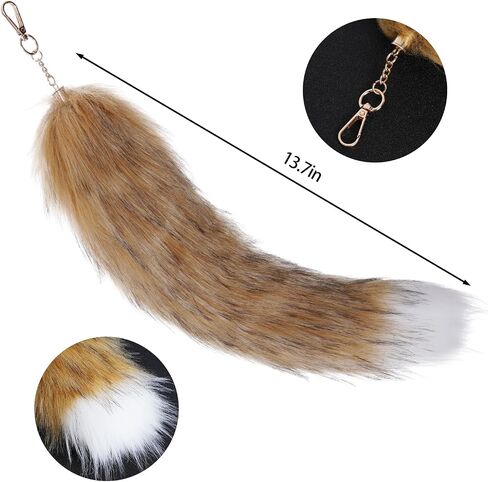 HOVEOX Faux Fox Ears and Tail Faux Cat Wolf Fox Ears Headband and Faux Fox Tail Set for Cosplay Halloween in Saudi Arabia