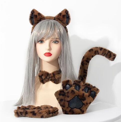 Himine Cat Cosplay Costume With Ears, Tail, Paws, Bow Tie in Kuwait
