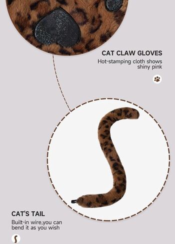 Himine Cat Cosplay Costume With Ears, Tail, Paws, Bow Tie in Kuwait
