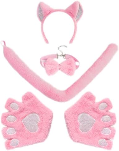 Himine Cat Cosplay Costume With Ears, Tail, Paws, Bow Tie in Kuwait