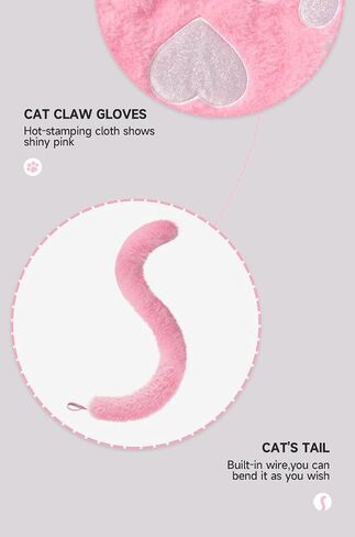 Himine Cat Cosplay Costume With Ears, Tail, Paws, Bow Tie in Kuwait