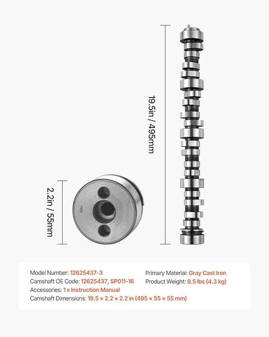 Engine Camshaft, 12625437 SP011-16 Cam Replacement, Compatible with Norris trucks from 1999-2013 GM Gen3/4, LS Truck Engine 4.8L, 5.3L, 6.0L, and 6.2L in Saudi Arabia