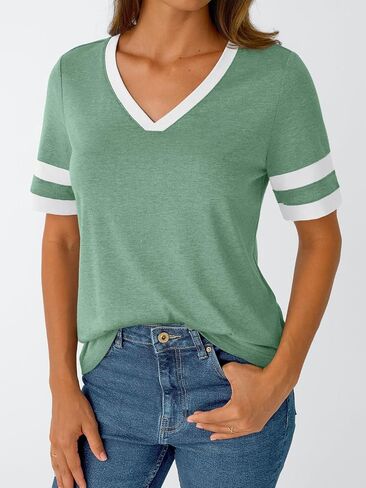 AUTOMET Women's Short Sleeve V Neck T Shirts Trendy Casual Spring Tops Summer Fashion Tees Basic Clothes in Saudi Arabia