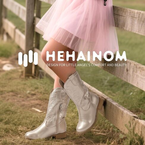 Hehainom Girls Cowgirl Boots for Little Big Kids Cowgirl Booties Toddler Western Riding Shoes Cowboy Boots for Kids in Saudi Arabia