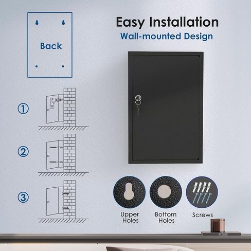 ORIENTOOLS Key Box Steel Key Safe Cabinet, Wall Mount Key Holder Lock Box with Key Tags, Key Organizer Ideal for Home, Hotels, Valets and Office Key Storage (64 Keys, White) in Kuwait