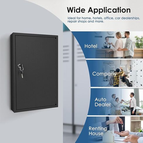 ORIENTOOLS Key Box Steel Key Safe Cabinet, Wall Mount Key Holder Lock Box with Key Tags, Key Organizer Ideal for Home, Hotels, Valets and Office Key Storage (64 Keys, White) in Kuwait