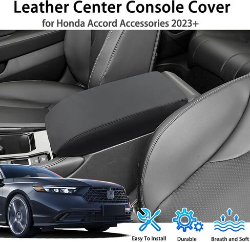 Center Console Armrest Cover for Honda Accord Accessories 2023 2024 2025 Middle Console Pad Armrest Lid Protector Arm Rest Storage Box Cushion Leather Interior Seat Box Case (Black Stitches) in Saudi Arabia