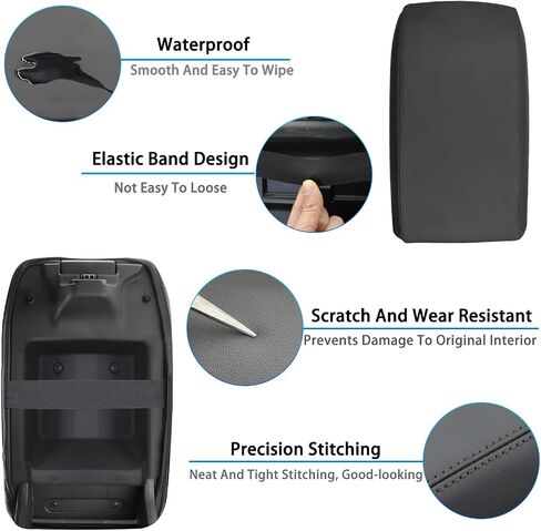 Center Console Armrest Cover for Honda Accord Accessories 2023 2024 2025 Middle Console Pad Armrest Lid Protector Arm Rest Storage Box Cushion Leather Interior Seat Box Case (Black Stitches) in Saudi Arabia