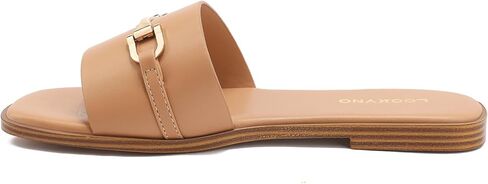 Womens Flat Sandals Dressy Square Open Toe Summer Slides Sandals Slip on Comfortable Leather Sandals for Women in Kuwait