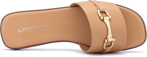 Womens Flat Sandals Dressy Square Open Toe Summer Slides Sandals Slip on Comfortable Leather Sandals for Women in Kuwait