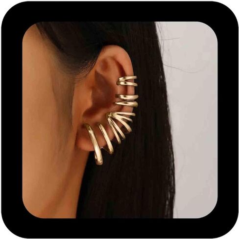 Gothic Large Wrap Cuff Earring Gold Metal Ear Climber Crawler Earring Exaggerated Polished Ear Claw Earring Punk Left Earring Jewelry for Women in Saudi Arabia
