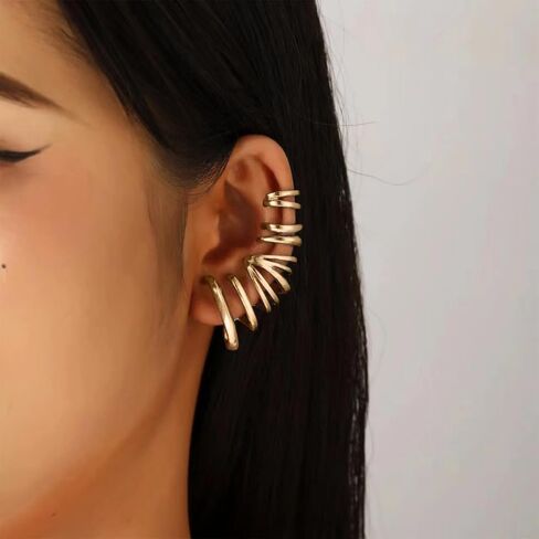 Gothic Large Wrap Cuff Earring Gold Metal Ear Climber Crawler Earring Exaggerated Polished Ear Claw Earring Punk Left Earring Jewelry for Women in Saudi Arabia