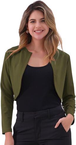 Allegra K Women's Curved Hem Crop Top Open Front Bolero Shrug in Kuwait