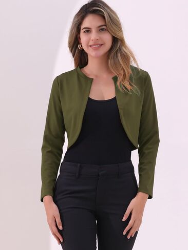 Allegra K Women's Curved Hem Crop Top Open Front Bolero Shrug in Kuwait