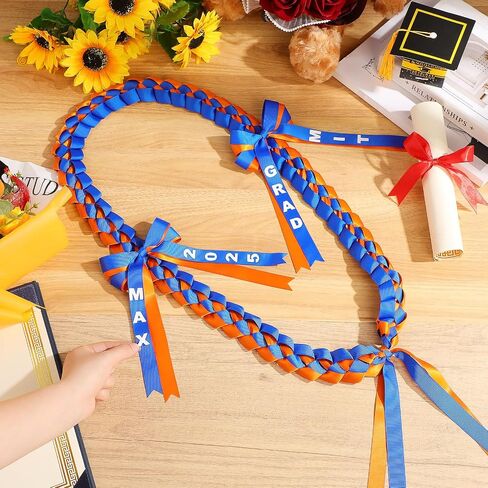 Graduation Ribbon Leis Class of 2025 Grad Money Lei Double Braided Necklace Accessories for Graduation Party in Saudi Arabia