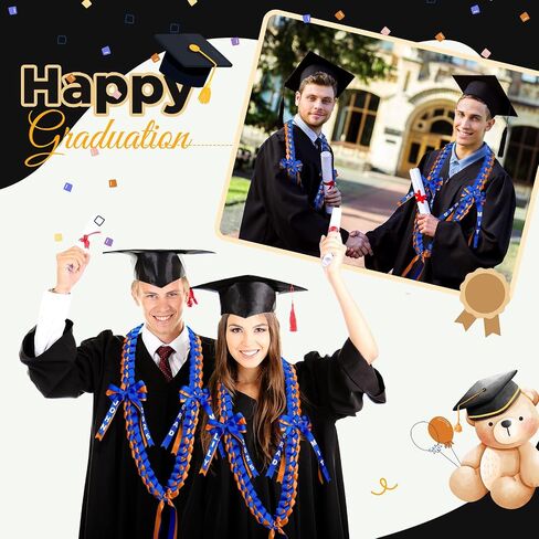 Graduation Ribbon Leis Class of 2025 Grad Money Lei Double Braided Necklace Accessories for Graduation Party in Saudi Arabia