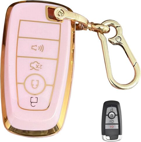 Keyless Entry Remote for Ford Key Fob Cover Protective Shell Fits for Ford Edge Escape Expedition Explorer Fusion Mustang Ranger F-150 F-250 (4-Button-A-Pink) in Saudi Arabia