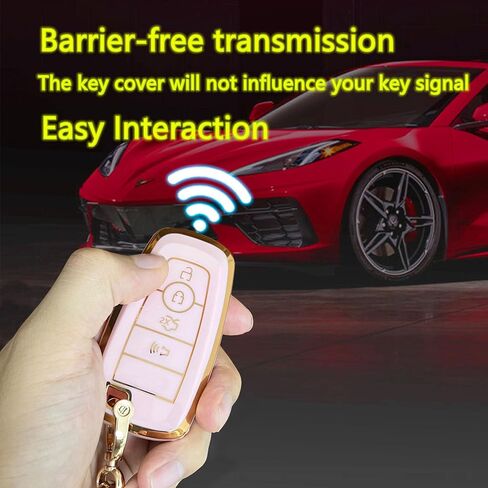 Keyless Entry Remote for Ford Key Fob Cover Protective Shell Fits for Ford Edge Escape Expedition Explorer Fusion Mustang Ranger F-150 F-250 (4-Button-A-Pink) in Saudi Arabia