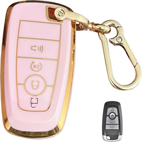 Keyless Entry Remote for Ford Key Fob Cover Protective Shell Fits for Ford Edge Escape Expedition Explorer Fusion Mustang Ranger F-150 F-250 (4-Button-A-Pink) in Saudi Arabia