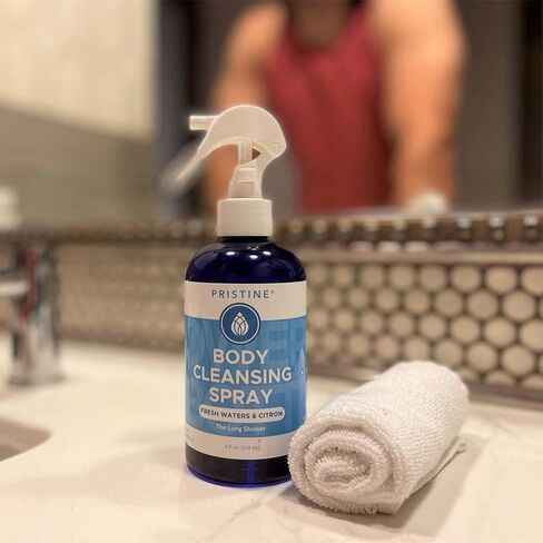 Rinse Free Waterless Body Cleansing Spray: Rinse Free Wash and Body Spray for Women and Men - a More Natural, Portable Shower and Wipes Alternative - Fresh Waters & Citron in Kuwait