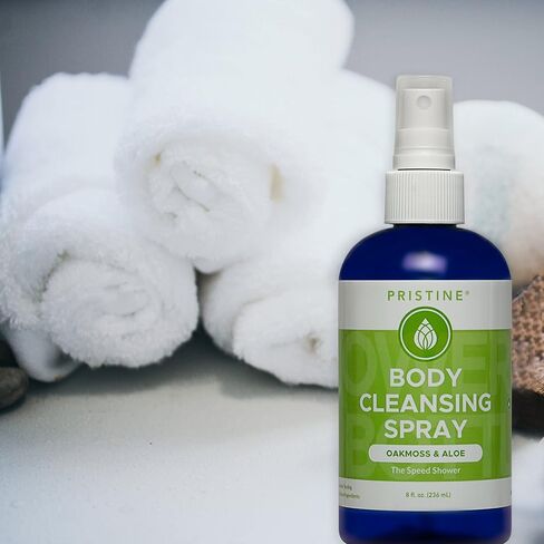Rinse Free Waterless Body Cleansing Spray: Rinse Free Wash and Body Spray for Women and Men - a More Natural, Portable Shower and Wipes Alternative - Fresh Waters & Citron in Kuwait