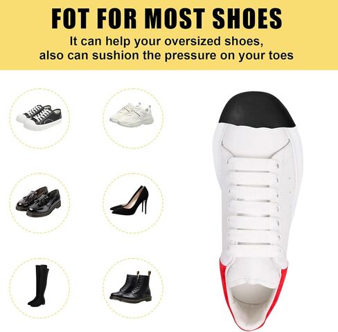 3 Pairs Shoe Filler for Too Big Shoes Women, Composite Toe Inserts for Shoes Too Big, Toe Cushions Filler Inserts for Women Make Fit Tighter Blister Prevention Father's Day Gifts(Small, Black) in Kuwait