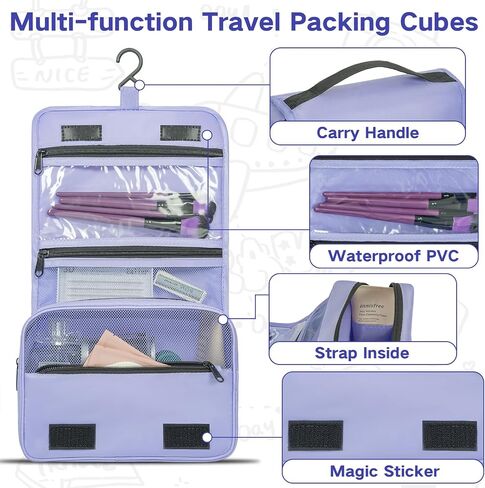 Compression Packing Cubes for Travel, 8 Set Packing Cubes for Suitcases, Breathable Mesh Travel Bags Organizer for Luggage Lightweight Vacation Essentials Accessories (Purple) in Saudi Arabia