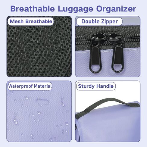 Compression Packing Cubes for Travel, 8 Set Packing Cubes for Suitcases, Breathable Mesh Travel Bags Organizer for Luggage Lightweight Vacation Essentials Accessories (Purple) in Saudi Arabia