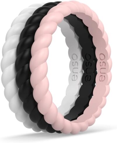Enso Rings Stackable Braided Silicone Wedding Ring Bundles – Comfortable and Flexible Design - Multi-Packs in Saudi Arabia