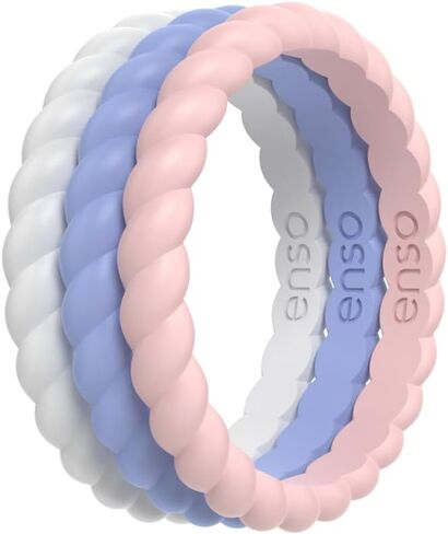 Enso Rings Stackable Braided Silicone Wedding Ring Bundles – Comfortable and Flexible Design - Multi-Packs in Saudi Arabia