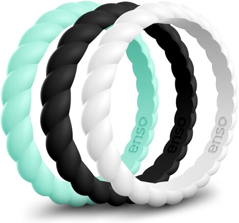 Enso Rings Stackable Braided Silicone Wedding Ring Bundles – Comfortable and Flexible Design - Multi-Packs in Saudi Arabia