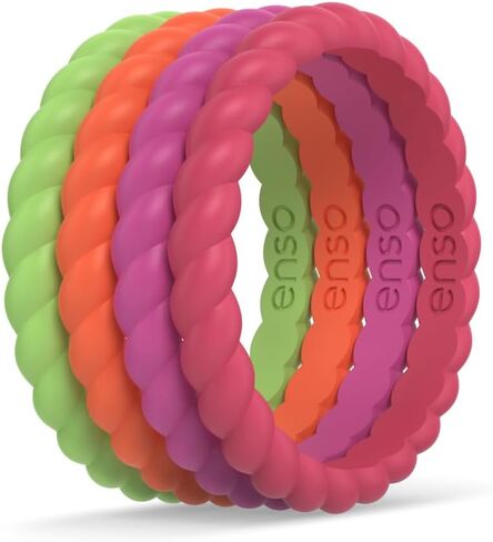 Enso Rings Stackable Braided Silicone Wedding Ring Bundles – Comfortable and Flexible Design - Multi-Packs in Kuwait