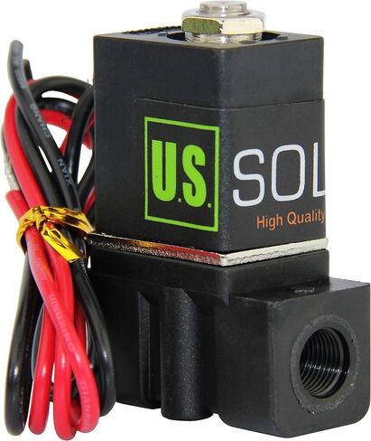 -جديد- صمام الملف اللولبي 1/4 بوصة مغلق عادة (NC) 12VDC نايلون (بوليمر جديد محسن مقاوم للتشقق) غطاء أزرق من شركة U.S. Solid in Kuwait