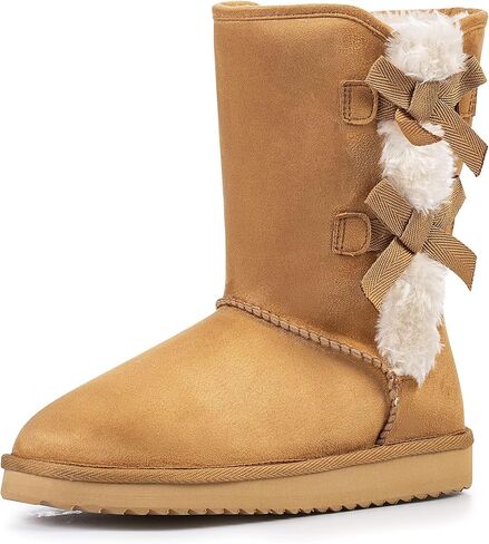 Krabor Womens Snow Boots Boots Mid-Calf Winter Shoes مع أقواس جانبية in Kuwait