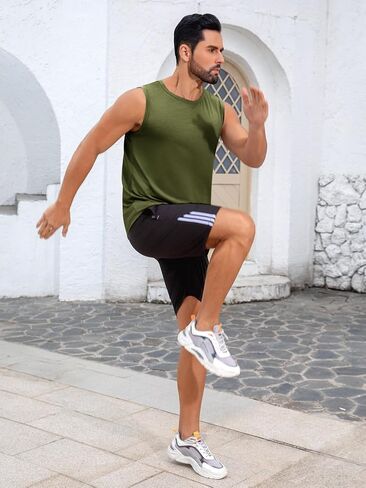 Runcati Mens Slobys Tank Tops تمرين تقطيع القميص Muscle Athletic Gym Summer Beach T in Saudi Arabia