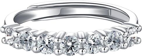 7 Stone Moissanite Rings for Women Adjustable Open Moissanite Eternity Anniversary Wedding Band Ring in 18K Gold Vermeil in Saudi Arabia