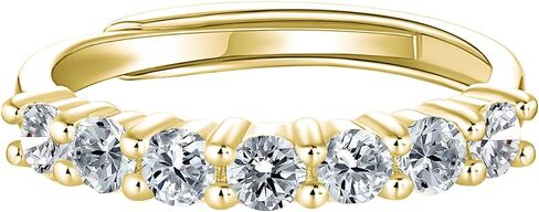 7 Stone Moissanite Rings for Women Adjustable Open Moissanite Eternity Anniversary Wedding Band Ring in 18K Gold Vermeil in Saudi Arabia