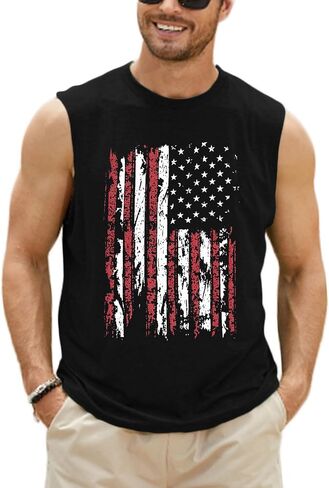 Men's Palm Tree Tank Tops Sleeveless Athletic Shirt Summer Beach Muscle Patriotic Tank Top in Saudi Arabia