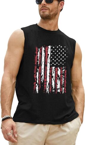 Men's Palm Tree Tank Tops Sleeveless Athletic Shirt Summer Beach Muscle Patriotic Tank Top in Saudi Arabia