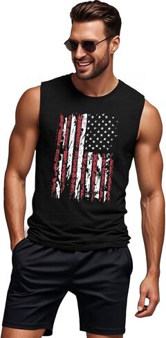 Men's Palm Tree Tank Tops Sleeveless Athletic Shirt Summer Beach Muscle Patriotic Tank Top in Saudi Arabia