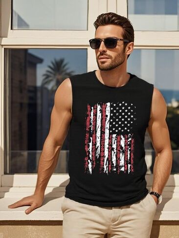 Men's Palm Tree Tank Tops Sleeveless Athletic Shirt Summer Beach Muscle Patriotic Tank Top in Saudi Arabia
