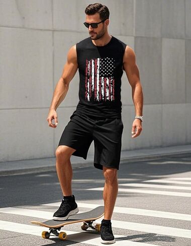 Men's Palm Tree Tank Tops Sleeveless Athletic Shirt Summer Beach Muscle Patriotic Tank Top in Saudi Arabia