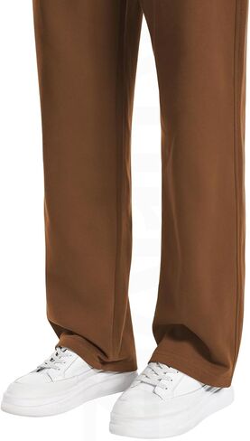 Auriviz Widen Waistband Sweat Pants for Women Exposed Pockets Lounge Sweatpants Straight Leg Pants 29’’ Inseam in Kuwait